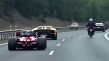Formula Car on a Public Highway in the Czech Republic 