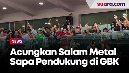 Mahfud MD Bersama Megawati dan Para Ketum Pengusung Acungkan Salam Metal Sapa Pendukung di GBK