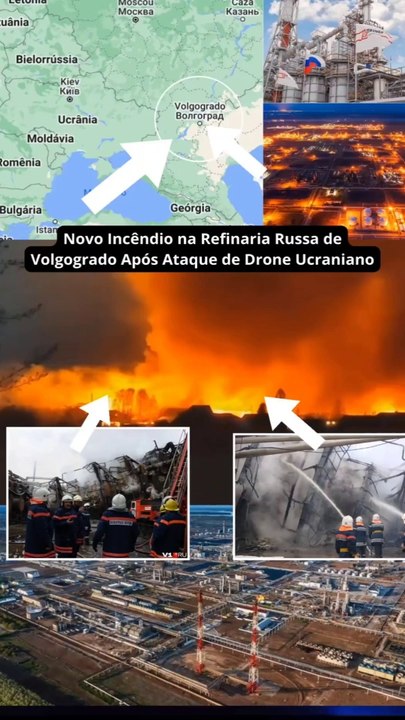 Novo Incêndio na Refinaria Russa de Volgogrado Após Ataque de Drone Ucraniano
