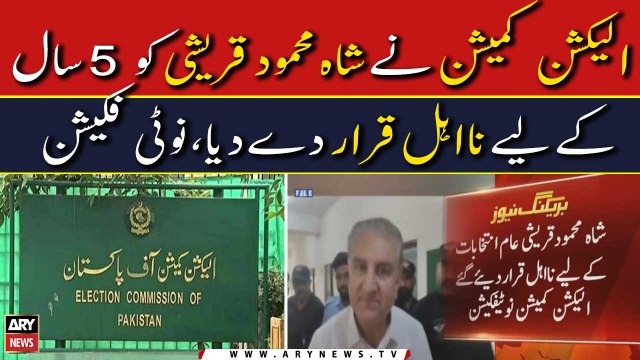 ECP disqualifies Shah Mehmood Qureshi for 5 years, notification