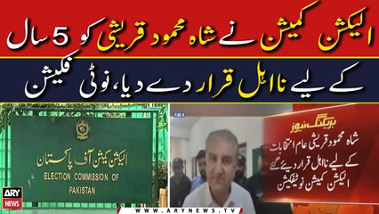 ECP disqualifies Shah Mehmood Qureshi for 5 years, notification