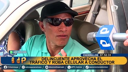 Chorrillos: delincuente aprovecha el tráfico para robar celular a conductor