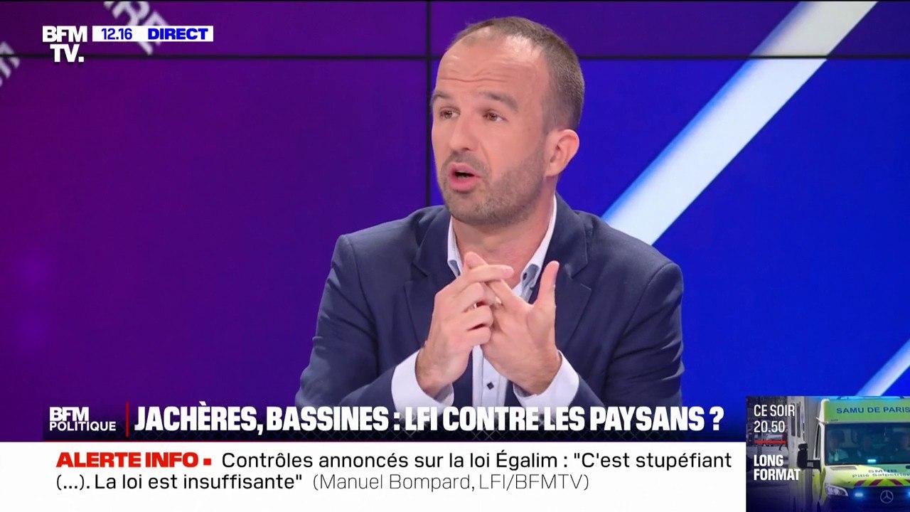 Colère des agriculteurs: "les retenues collinaires, j'y suis favorable, les méga-bassines, j'y suis opposé" indique Manuel Bompard