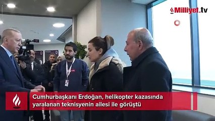 Erdoğan, helikopter kazasında yaralanan teknisyenin ailesi ile görüştü