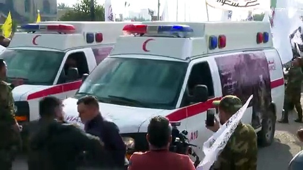 شاهد: تشييع عناصر الحشد الشعبي الذين قتلوا في القصف الأمريكي على الأنبار