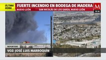 Fuerte incendio en bodega de madera en San Nicolás de los Garza, Nuevo León