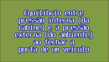 Como é feito o equilíbrio entre a pressão interna (da cabine) e a pressão externa (do ambiente) ao fechar a porta de um veículo?