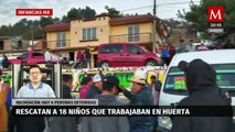 FGE rescata a 18 menores que trabajaban en una huerta de arándanos en Michoacán