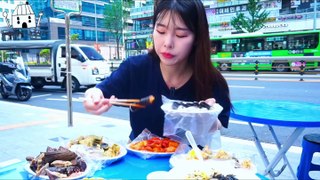 ASMR MUKBANG| Eat at a cart bar(Tteokbokki, Sundae, Udon noodles, Gimbap, Fried foods)