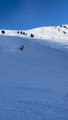 Skier Crashes Into Another After Loosing Control on Steep Slope