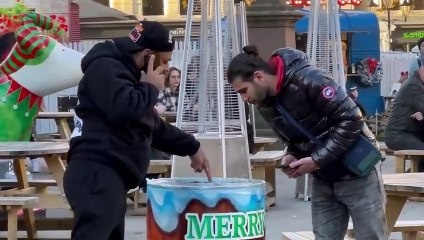 Giving this stranger a rubbish bin he went mad at me - starring inside people phone - joker pranks