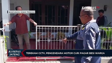 Terekam CCTV, Pengendara Motor Curi Pagar Besi Warga