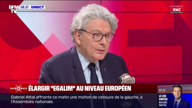 Thierry Breton, commissaire européen au marché intérieur, souscrit à l'idée d'Emmanuel Macron d'élargir Egalim au niveau européen
