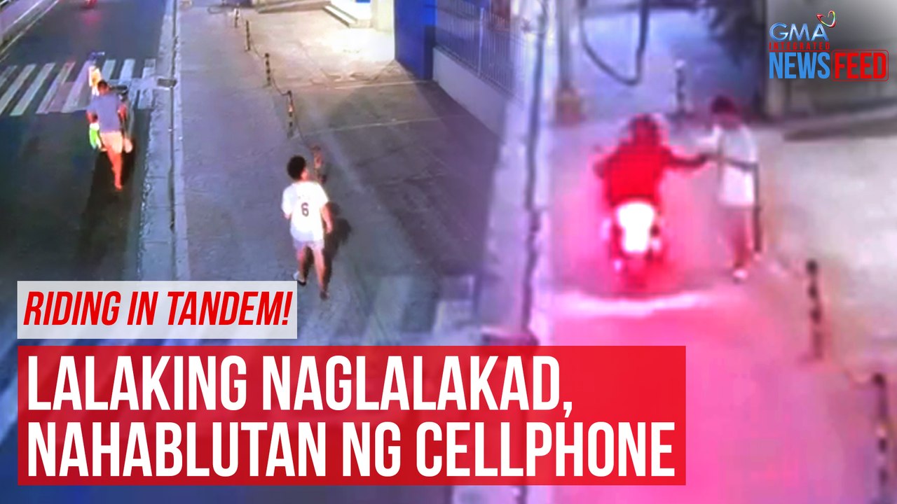 Riding in tandem! Lalaking naglalakad, nahablutan ng cellphone | GMA Integrated Newsfeed