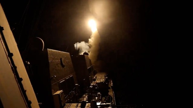 Watch moment US launch missile strikes towards Houthi targets from military warship