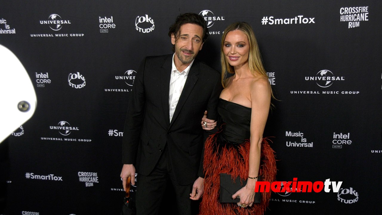 Adrien Brody and Georgina Chapman "UMG’s 2024 Grammy After Party" Black Carpet