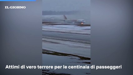 Volo Vilnius-Bergamo, aereo finisce fuori pista