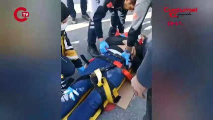 Hafriyat kamyonu devrildi: Şoför kabinde sıkıştı