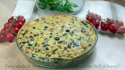Tarta salada de verduras con queso de cabra, cena fácil ¡al horno!