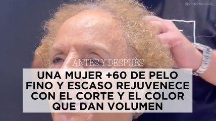 Una mujer +60 de pelo fino y escaso rejuvenece con el corte y el color que dan volumen