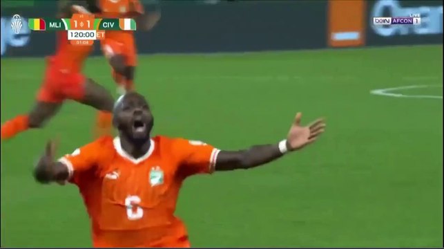 فوز منتخب كوت ديفوار على مالى اهداف المباراه 2 - 1 كاس امم افريقيا 2024م الدور الربع النهائى
