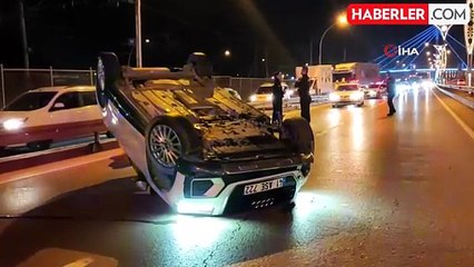 Otomobil takla attı, sürücüsü bulunamadı