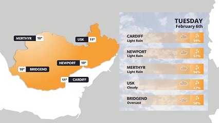 South Wales weather forecast 6 February