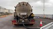 Southern Water tankers arrive in St Leonards, East Sussex, ready to take away sewage