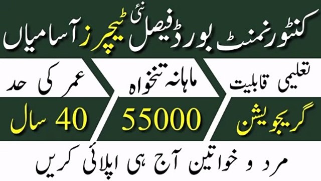 Cantonment Board Faisal Jobs 2024 | Latest Teachers Jobs