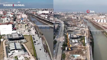 Hatay’da depremin ortaya çıkarttığı hasar 1 yıl sonra görüntülendi