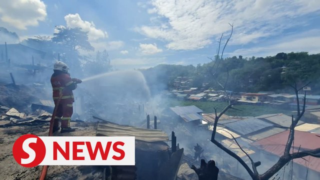 Man suffers burns in fire that razes 12 houses in KK Filipino refugee settlement