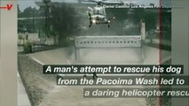 Dramatic Helicopter Rescue Saves Man and Dog From Flooded Wash Amid Los Angeles Floods