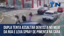 Dupla tenta assaltar dentista no meio da rua e leva spray de pimenta na cara