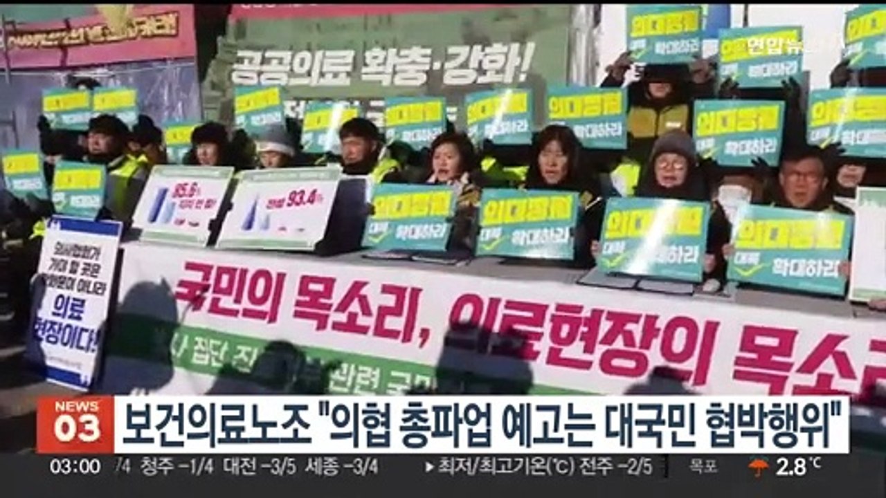 보건의료노조 "의협 총파업 예고는 대국민 협박 행위"