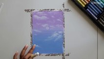 Easy Clouds Drawing scenery with oil pastel Sky cloud painting | SireignArt