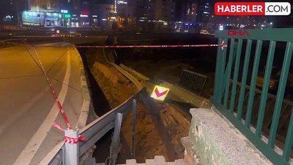Bursa'da inşaat kazısı sırasında yol göçtü