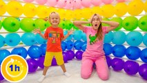 Balloons Cube and other funny challenges for kids with Chris and Mom | 1 Hour Video