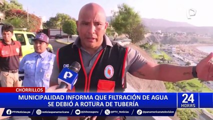 Chorrillos: filtración de agua en acantilado llegó hasta la Costa Verde