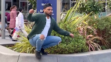 I love sharing cigarettes with strangers prank - follow me prank - big jacket prank- joker pranks