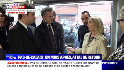 Download Video: En déplacement à Blendecques, dans le Pas-de-Calais, Gabriel Attal et Christophe Béchu échangent avec des commerçants sinistrés