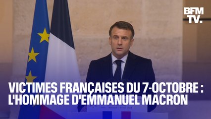 Download Video: Hommage aux victimes françaises du 7-Octobre: le discours d'Emmanuel Macron aux Invalides