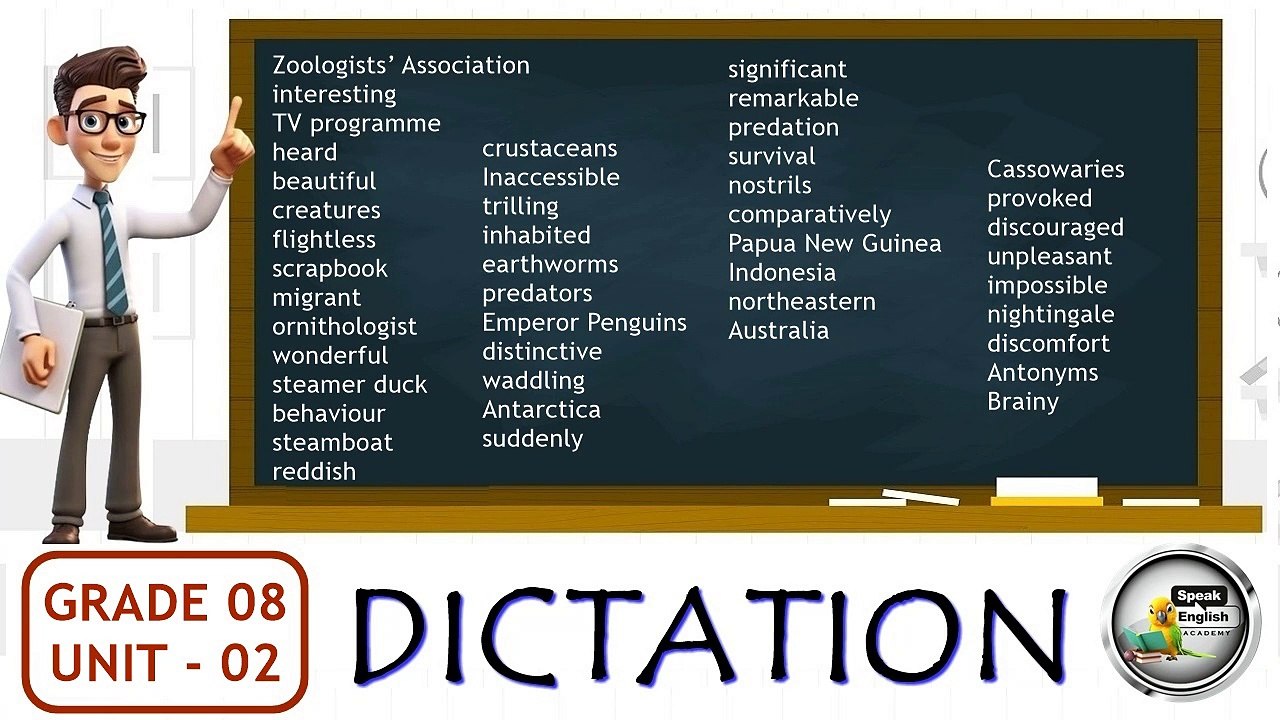 GRADE 8 - UNIT  2  ( DICTATION )