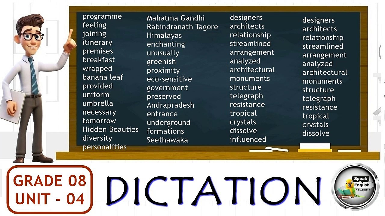 GRADE 8 - UNIT  4  ( DICTATION )