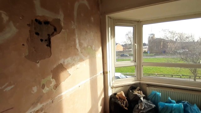 Valerie Green returned home from hospital in Stafford to find the plaster had fallen off the bedroom walls.