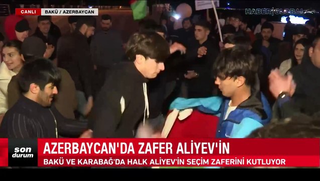 Azerbaycanlılar İlham Aliyev'in zaferini böyle kutladı