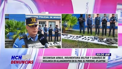 Decomisan armas e indumentaria militar a banda criminal en El Porvenir, Atlántida