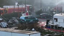 Images intervention des pompiers sur le feu de hangar à Saint Mitre Les Remparts