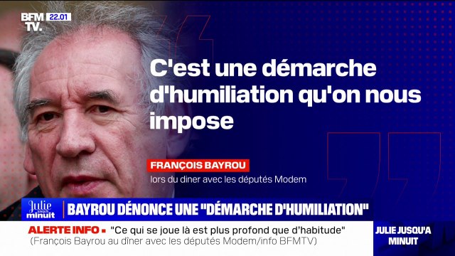 Remaniement: François Bayrou dénonce une démarche d'humiliation imposée au MoDem