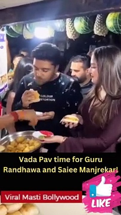 Saiee Manjrekar & Guru Randhawa enjoying Mumbai Vada Pav Viral Masti Bollywood