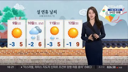 [날씨] 귀성길 대체로 맑고 온화… 설 당일 서쪽 비·눈